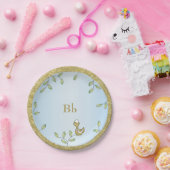 Papieren Borden Blauw "gouden vogels" Papieren Bordje (Feest)