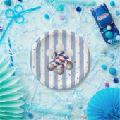 Papieren borden, blauw & wit gestreept bordje (Feest)