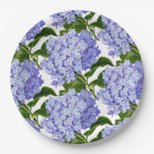 Papieren borden-Blauwe hortensia's Papieren Bordje (Voorkant)