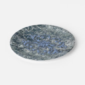 Papieren Borden, blauwe marmer Bordje (Gekanteld)