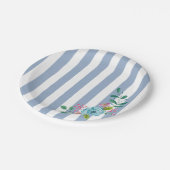 Papieren Borden, Blauwe Stripe Floral Flowers Papieren Bordje (Gekanteld)