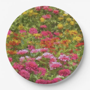 PAPieren BORDEN/BLOEMEN/ROZE, ORANJE, GEEL, GROEN Bordje