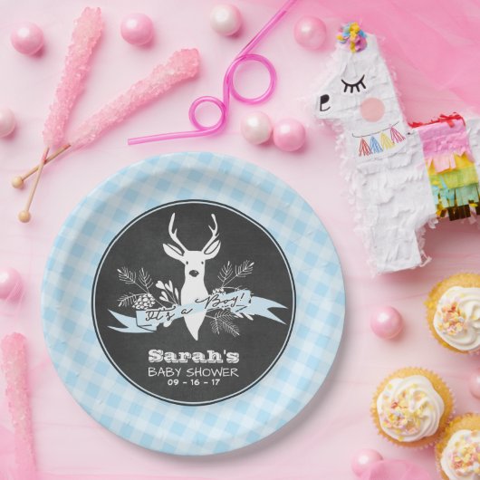 Papieren Borden - Blue Woodland Baby shower Papieren Bordje (Feest)