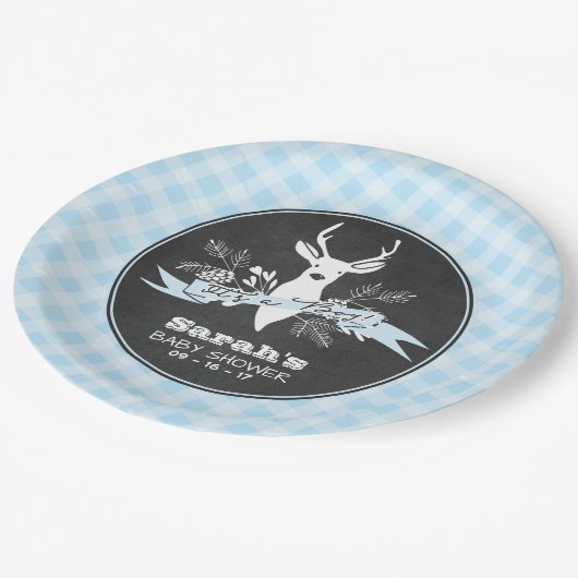 Papieren Borden - Blue Woodland Baby shower Papieren Bordje (Gekanteld)