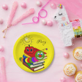 Papieren Borden, Boekenwurm Apple Yellow Sun Papieren Bordje (Feest)