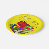 Papieren Borden, Boekenwurm Apple Yellow Sun Papieren Bordje (Gekanteld)