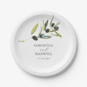 Papieren Borden Botanische Olijftak groen Papieren Bordje (Voorkant)