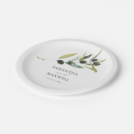 Papieren Borden Botanische Olijftak groen Papieren Bordje (Gekanteld)