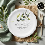 Papieren Borden Botanische Olijftak groen Papieren Bordje<br><div class="desc">**Olijfpapier Borden** Verhoog uw evenement met deze elegante olijfpapier borden, met een minimalistische waterverf groen ontwerp. Het eenvoudige maar verfijnde botanische patroon in groene tinten is ideaal voor rustieke bruiloften en vrijgezellenfeesten. De trendy moderne scripttypografie laat de woorden "we hebben gedaan" zien en voegt een vleugje elegantie toe aan je...</div>