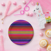 Papieren Borden Bright Neon Fiesta Stripes Pattern Papieren Bordje (Feest)