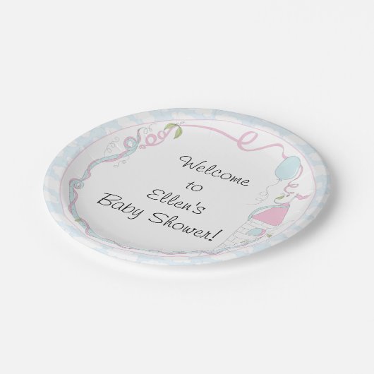 Papieren Borden "Castle Blue Pink" Papieren Bordje (Gekanteld)