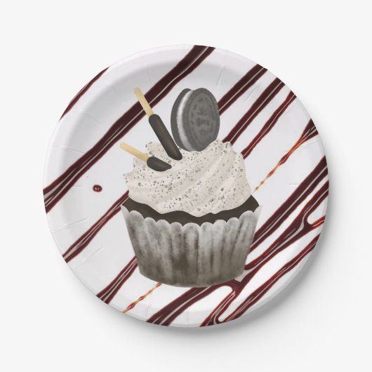 Papieren borden, Chocolade Cupcake Fudge Bordje (Voorkant)