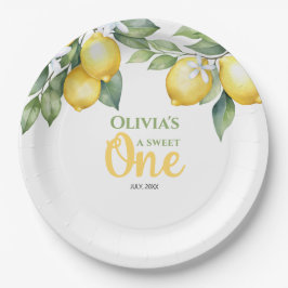 Papieren Borden Citroencitrus 1e verjaardag. Papieren Bordje