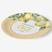Papieren Borden Citroencitrus 1e verjaardag. Papieren Bordje (Gekanteld)