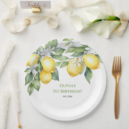 Papieren Borden Citroencitrus 1e verjaardag. Papieren Bordje