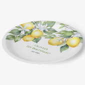 Papieren Borden Citroencitrus 1e verjaardag. Papieren Bordje (Gekanteld)
