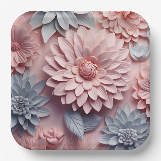 Papieren borden Delicate Bloom Bordje (Voorkant)