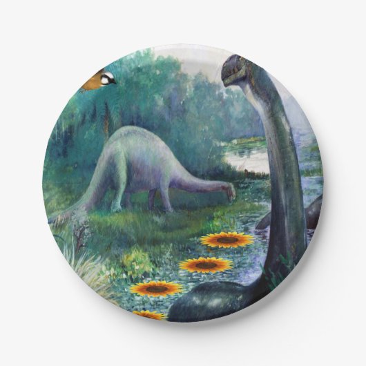 Papieren borden dinosaurussen bordje (Voorkant)