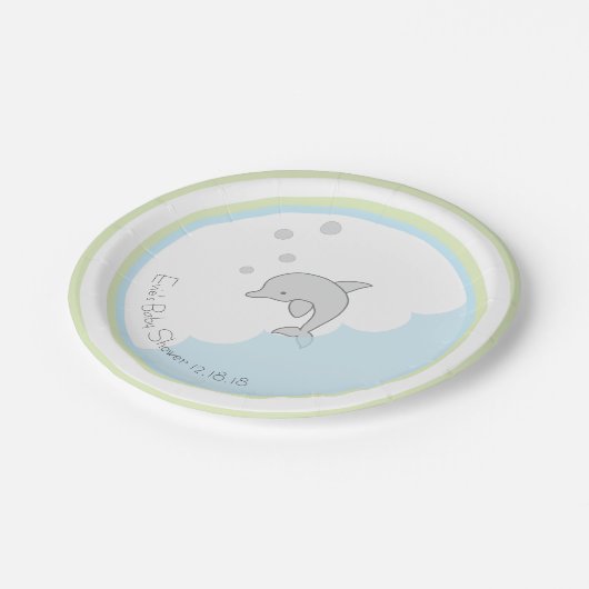 Papieren Borden "Dolphin Blue/Green" Papieren Bordje (Gekanteld)