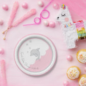 Papieren Borden "Dolphin Pink/Grey" Bordje (Feest)