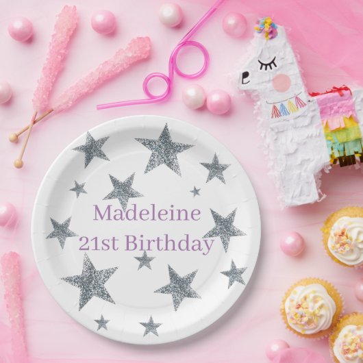 Papieren Borden en Bowls aanpassen - Sliver Stars Papieren Bordje (Feest)