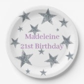 Papieren Borden en Bowls aanpassen - Sliver Stars Papieren Bordje (Voorkant)