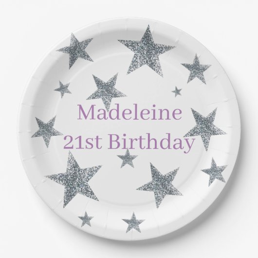 Papieren Borden en Bowls aanpassen - Sliver Stars Papieren Bordje (Voorkant)