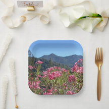 Papieren Borden en schalen Mt Tamalpais Pink Flowe