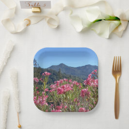 Papieren Borden en schalen Mt Tamalpais Pink Flowe Bordje