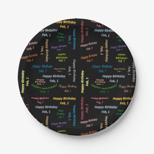 Papieren Borden februari, 1 verjaardag Bordje (Voorkant)