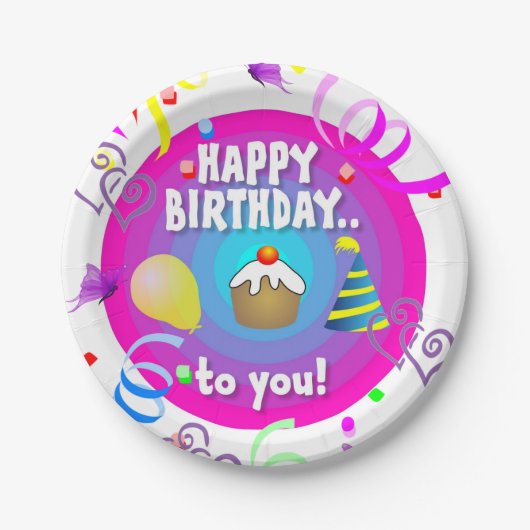 Papieren Borden, fijne verjaardag voor u Papieren Bordje (Voorkant)