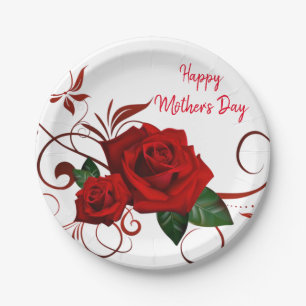 Papieren Borden Floral Red Rose Bordje