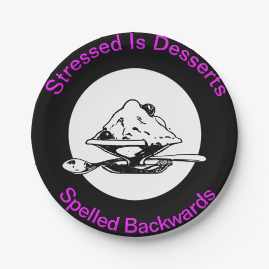 Papieren Borden Funny Desserts Birthday Cake Bordje (Voorkant)