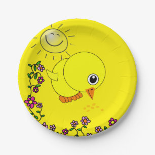 Papieren Borden, Gele Zon Floral Bordje