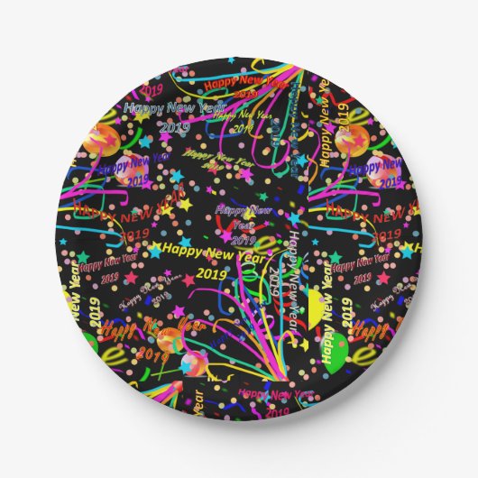 Papieren Borden, gelukkig nieuwjaar 2019, Papieren Bordje (Voorkant)