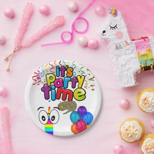 Papieren Borden, gelukkige verjaardag Het is tijd  Papieren Bordje (Feest)