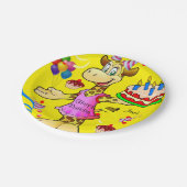 Papieren Borden, Giraffe Gele Happy Birthday Cake Papieren Bordje (Gekanteld)