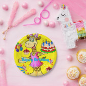 Papieren Borden, Giraffe Happy Birthday Cake Yello Bordje (Feest)