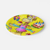 Papieren Borden, Giraffe Happy Birthday Cake Yello Bordje (Gekanteld)