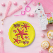 Papieren Borden, goudkrabben Geel Rood Papieren Bordje (Feest)