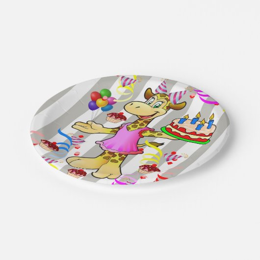 Papieren Borden, grijze en witte stripe Giraffe, g Papieren Bordje (Gekanteld)