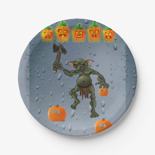 Papieren borden Halloween, Goblin Papieren Bordje (Voorkant)