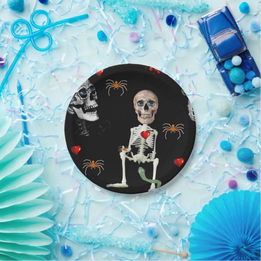 Papieren borden Halloween, skelet Papieren Bordje (Feest)