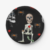 Papieren borden Halloween, skelet Papieren Bordje (Voorkant)
