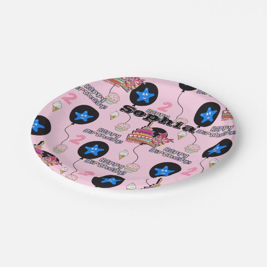 Papieren Borden, Happy 2e verjaardag #2 Balloons R Papieren Bordje (Gekanteld)