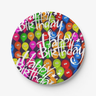 Papieren Borden, Happy Birthday-ballonnen Bordje