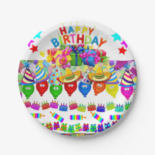 Papieren Borden, Happy Birthday-ballonnen Bordje