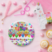 Papieren Borden, Happy Birthday-ballonnen Papieren Bordje (Feest)