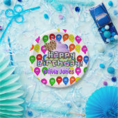 Papieren Borden, Happy Birthday ballons Cupcakes Papieren Bordje (Feest)