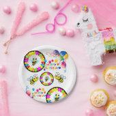 Papieren Borden, Happy Birthday Balloons Bumblebee Papieren Bordje (Feest)